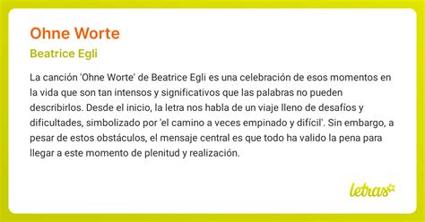 Significado de la canción OHNE WORTE (Beatrice Egli) - LETRAS.COM