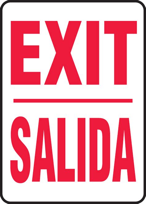 Bilingual Spanish Safety Sign - Exit / S... - Safety Signs and Labels