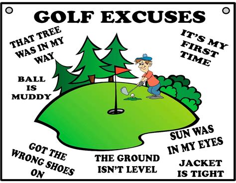 Golf Excuses - Funny Cartoon Sports Joke - Metal Sign For Indoor ...