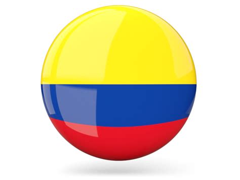 Glossy round icon. Illustration of flag of Colombia