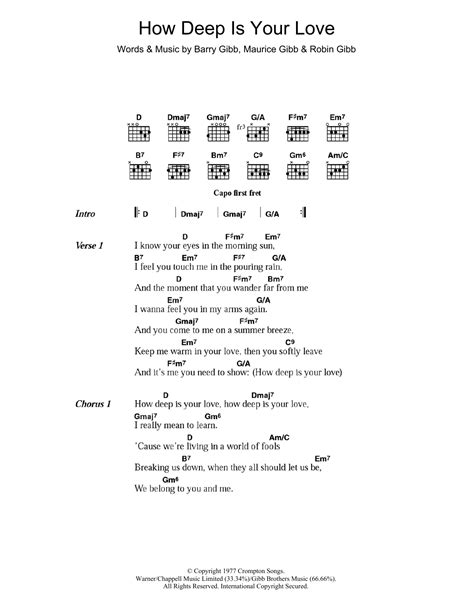 How Deep Is Your Love by Bee Gees - Guitar Chords/Lyrics - Guitar ...