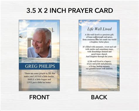 Beach Funeral Prayer Card – Funeral Templates