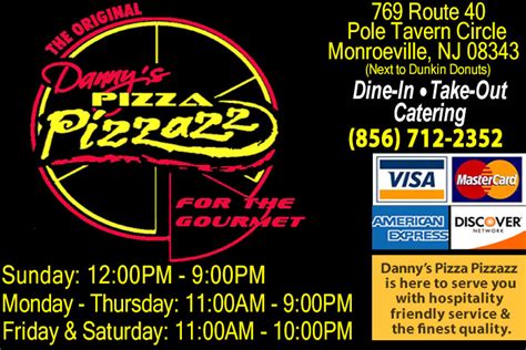 Danny's Pizza Pizzazz Pole Tavern Circle NJ Official Mobile Web App