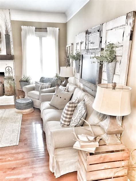 20++ Rustic Farmhouse Living Room - HOMYHOMEE