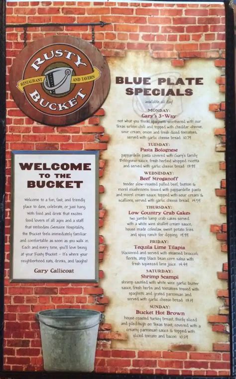 Rusty Bucket Restaurant and Tavern Menu - Urbanspoon/Zomato