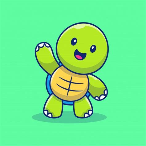 Premium Vector | Cute turtle hand up illustration. turtle mascot cartoon character. animal ...