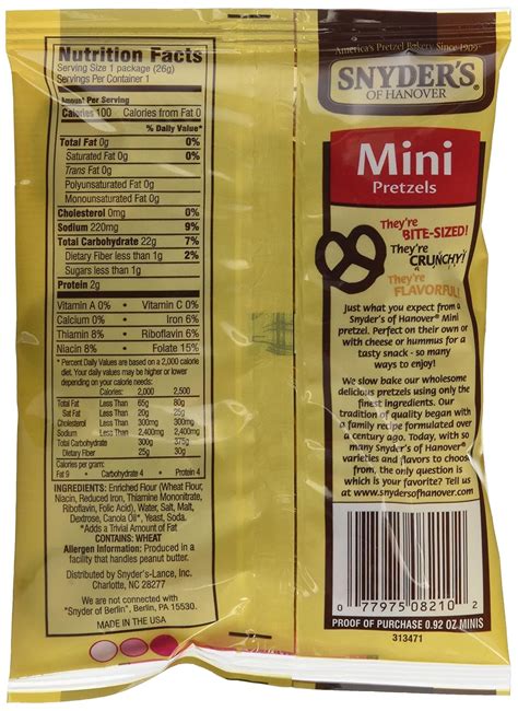 Pretzel Nutrition Facts Snyders | Besto Blog