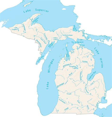 Michigan Lakes and Rivers Map - GIS Geography