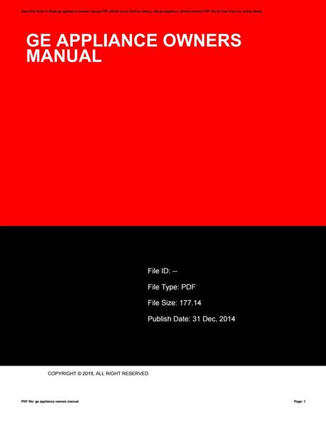 Ge appliance owners manual by dff55197 - Issuu