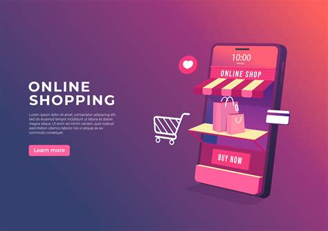 Online shopping on mobile application banner. 3D Online store on mobile ...