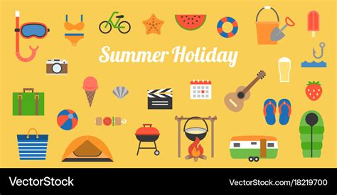 Big set of summer holiday activities icon Vector Image