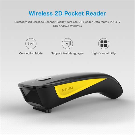 NETUM C750 Mini Bluetooth Barcode Scanner, Portable 1D&2D 2.4G Wireles