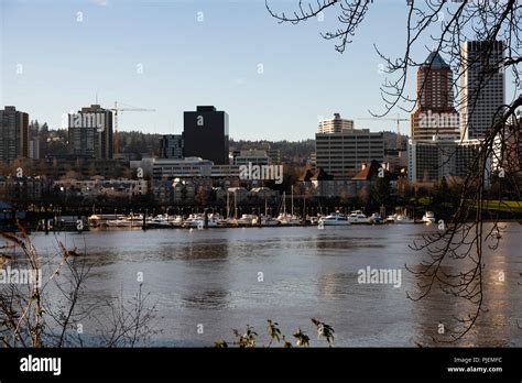 Portland Oregon with marina and waterfront. Portland, Oregon Stock Photo - Alamy