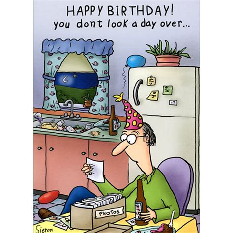 Man in Kitchen Looking at Photos Humorous / Funny Birthday Card for Him : Man | PaperCards.com