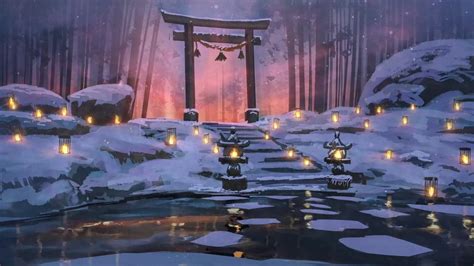 Torii Gate In Snow Live Wallpaper - WallpaperWaifu