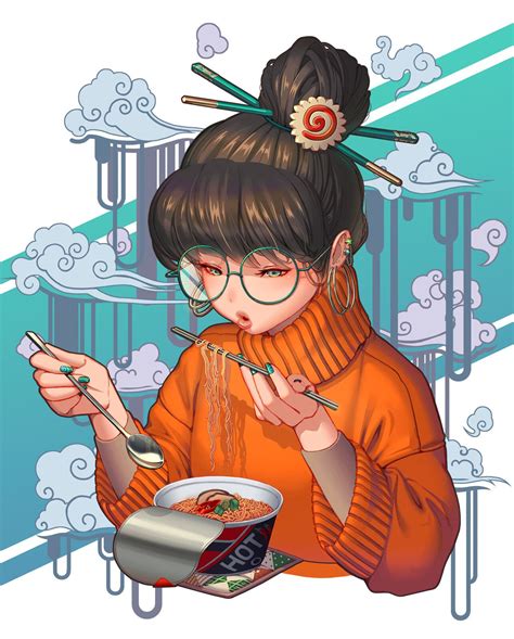 Eating Ramen., Jeon saeam on ArtStation at https://www.artstation.com ...