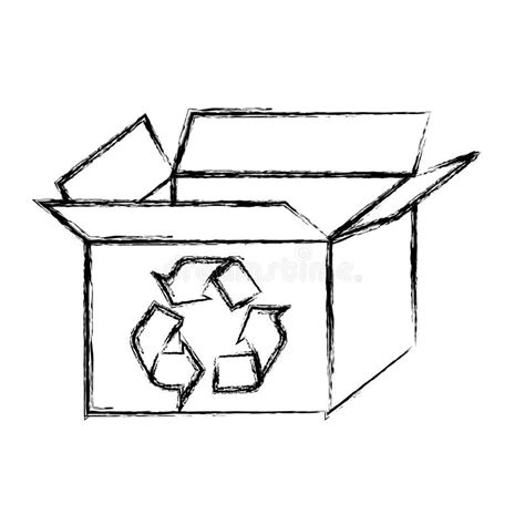 Blurred Silhouette Carton Box with Recycling Symbol Stock Illustration - Illustration of ...