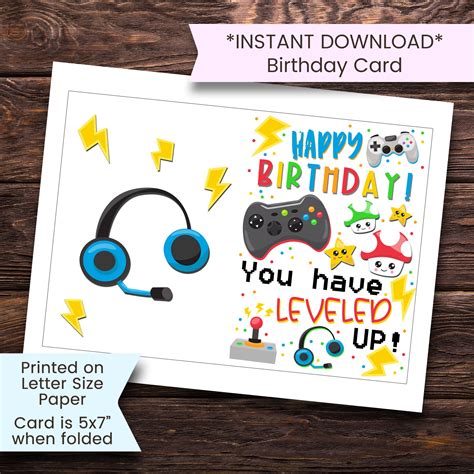 Video Game Birthday Card Printable Printable Gamer Birthday - Etsy