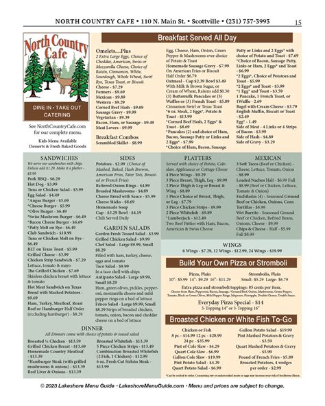 Menu Guide - North Country Cafe - Visit Ludington