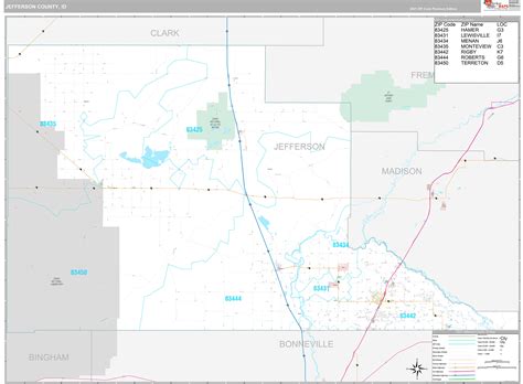 Jefferson County, ID Wall Map Premium Style by MarketMAPS - MapSales