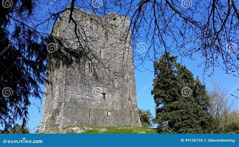 Conna castle in Ireland stock image. Image of trees, castle - 99126735