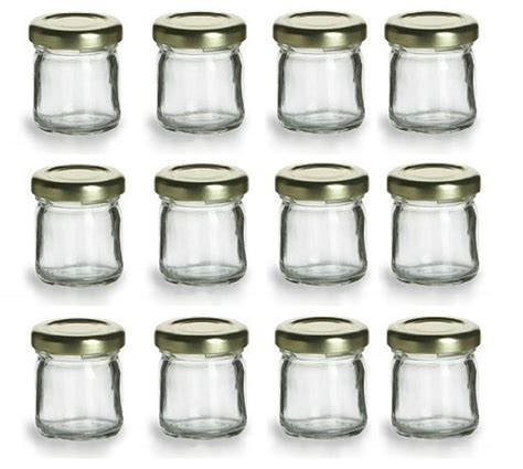 1 Ounce Mini Glass Honey Jars for Jam, Honey with Gold Lid - Pack of 24