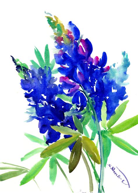 Texas Bluebonnet Flowers art, painting, blue flowers, original ...