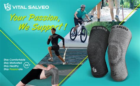 Vital Salveo-Germanium Knee Compression Joint Protection Recovery Knee Sleeve/Brace S-Support ...