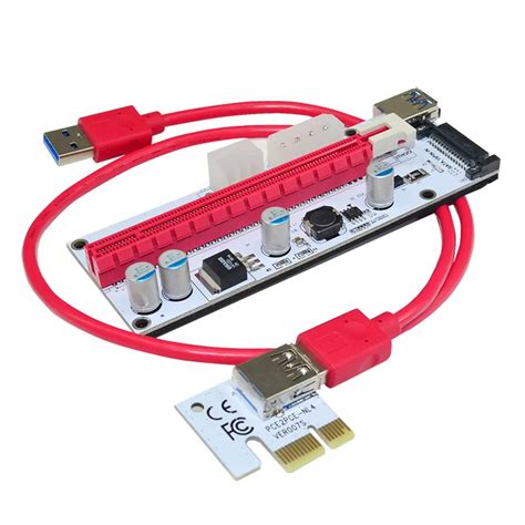 Ver008S Riser Card PCIe 1x To 16x With 4pin 6pin Sata Power Supply USB ...