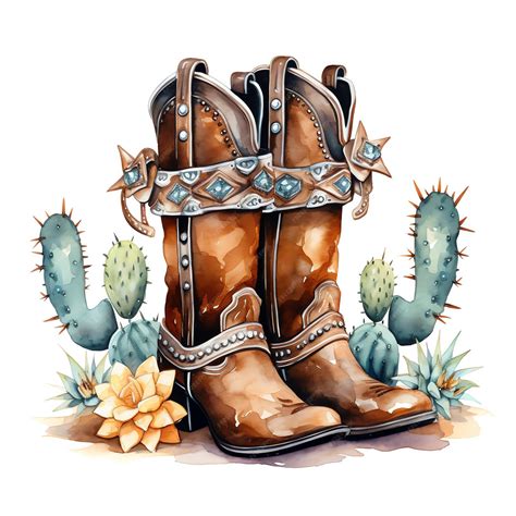 Premium AI Image | watercolor Spurs western wild west cowboy desert ...