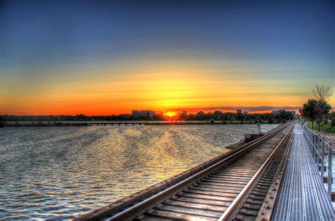 Sunset By The Train Tracks Free Stock Photo - Public Domain Pictures