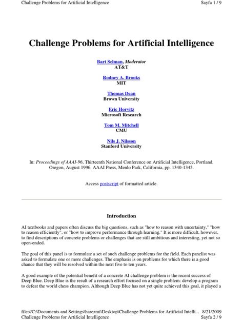 Ai Challenge Problems | PDF | Artificial Intelligence | Intelligence ...