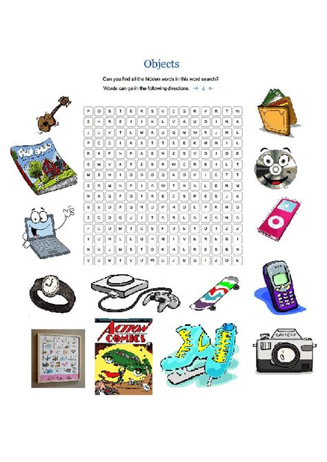 Personal Objects Wordsearch