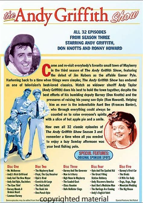 Andy Griffith Show, The: The Complete Third Season (DVD 1962) | DVD Empire