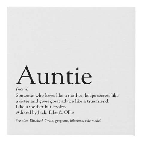 Best Aunt Auntie Definition Black and White Fun Faux Canvas Print | Zazzle | Aunt quotes, Auntie ...