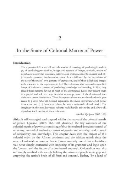 In the Snare of Colonial Matrix of Power - codesria