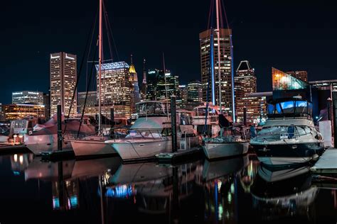 Yachts on Dock during Night Time · Free Stock Photo