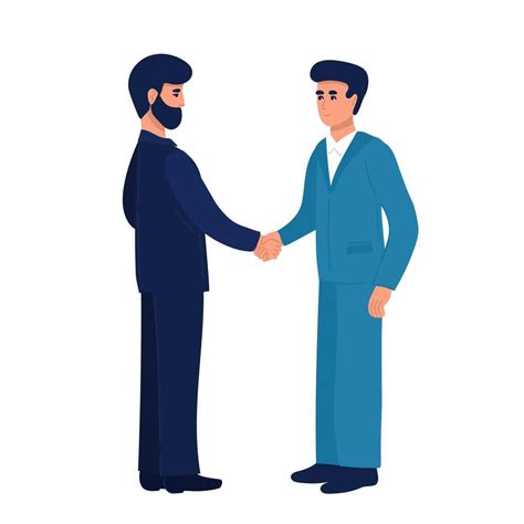 Business partnership. Illustration of business people in suits shaking hands. Flat design ...