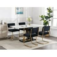 Tzicr Velvet Dining Chairs Set of 2, Modern Woven Upholstered Dining Chairs with Gold Metal Legs ...