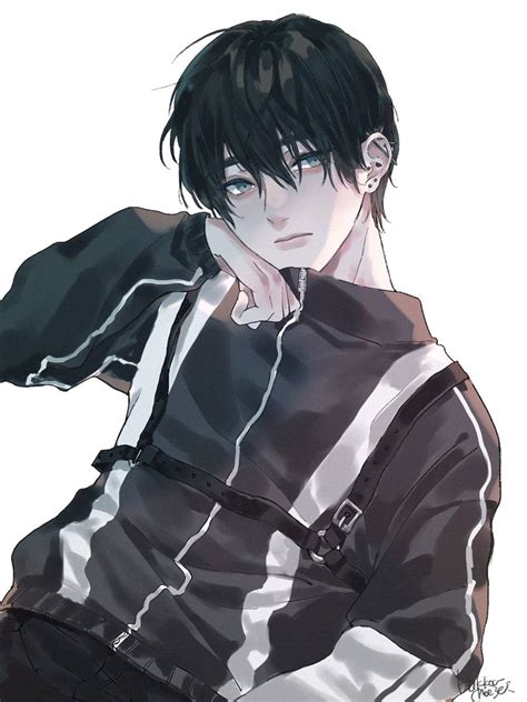 Pin on black haired faceclaims | Blue hair anime boy, Anime boy, Cute ...