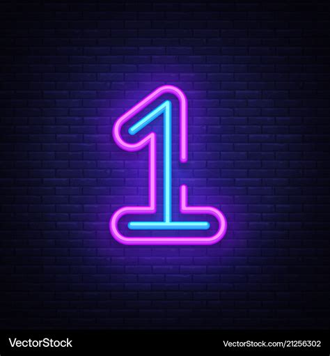 Number one symbol neon sign first Royalty Free Vector Image
