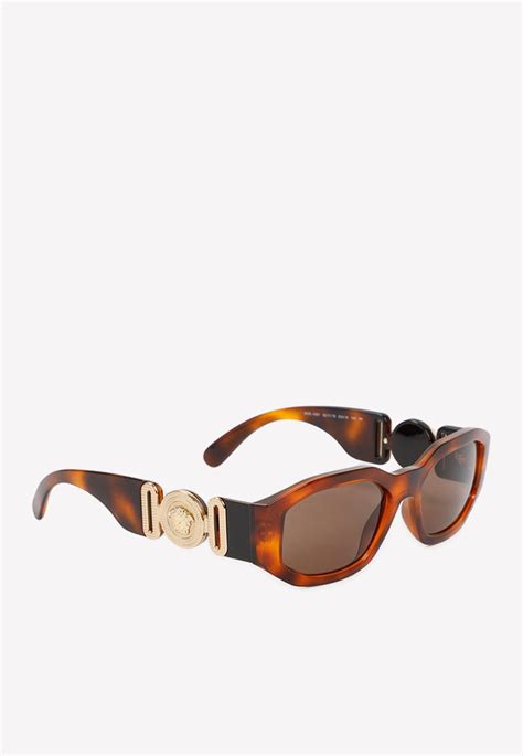 Versace Biggie Geometric Sunglasses in Brown (White) | Lyst