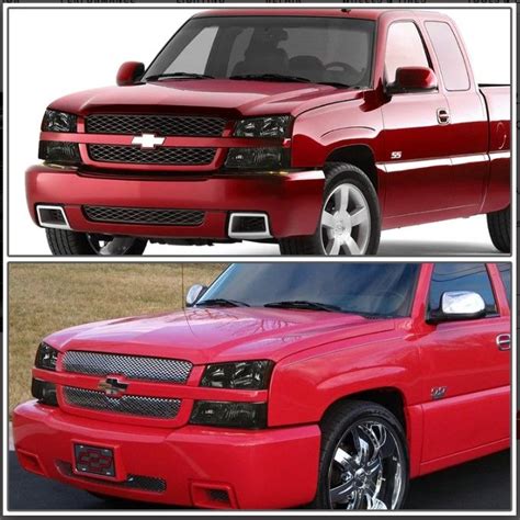 two pictures of the same red truck