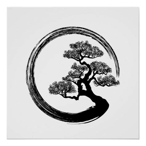 Enso Zen Circle and Bonsai Tree Poster | Zazzle | Bonsai tattoo, Tree ...