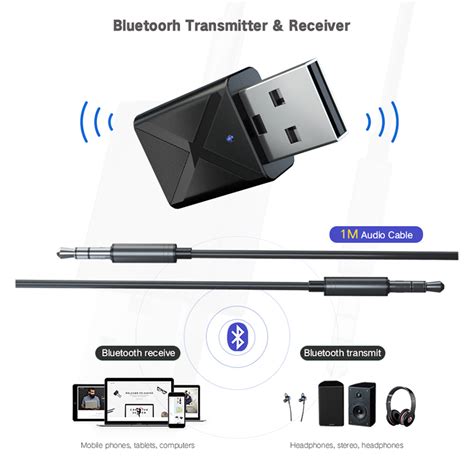 New 2 in 1 Bluetooth 5.0 Receiver Audio Adapter Portable TX RX Mode Bluetooth Transmitter ...