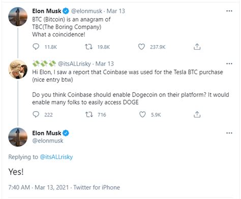 Elon Musk Wants Dogecoin listing on Coinbase - Koinalert