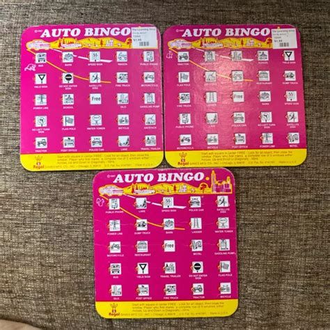 SET OF 3 Regal Games Auto Bingo Cards 1997 Travel Car Airplane Train $3 ...