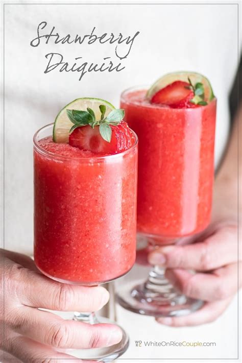 Strawberry Daiquiri Cocktail Recipe: Rum, Lime | White On Rice Couple