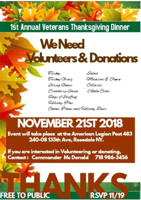 Thanksgiving Dinner Volunteers & Donations Needed – Jamaica 311