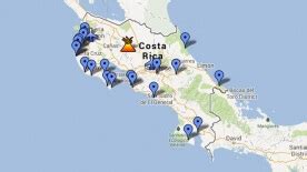 Costa Rica Volcanoes Map - Arenal, Poas, Irazu and Rincon de la Vieja